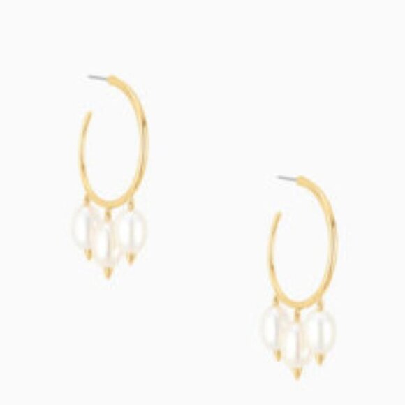 💜 Stella & Dot x Rebecca Minkoff Natriella Pearl Hoop Earrings NEW - Picture 6 of 6